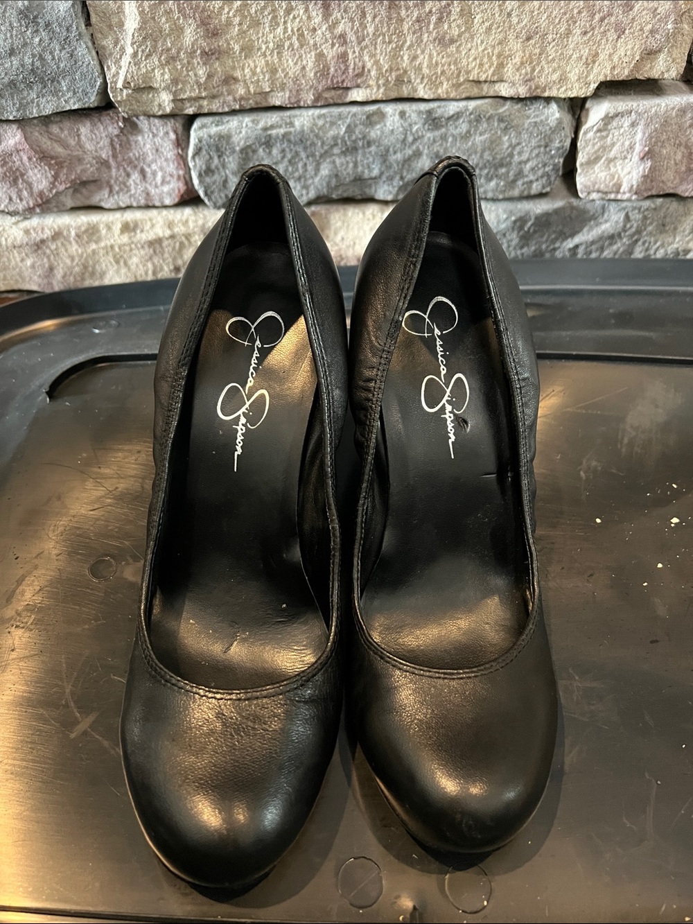 Jessica Simpson black wedged shoe